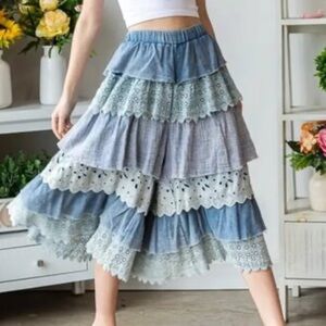 Oli & Hali Blue flare cropped pants